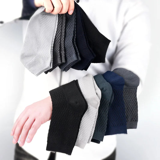 5 Pairs Men Bamboo Fiber Crew Socks Man High Quality Spring Autum Winter Business Breathable Male Dress Ankle Socks