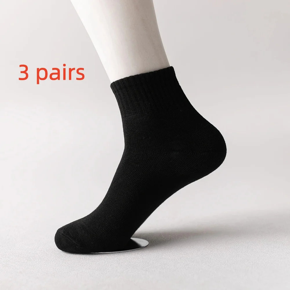 10 Pairs of Men's Mid-Calf Socks Cotton Socks for All Seasons, Solid Color and Versatile