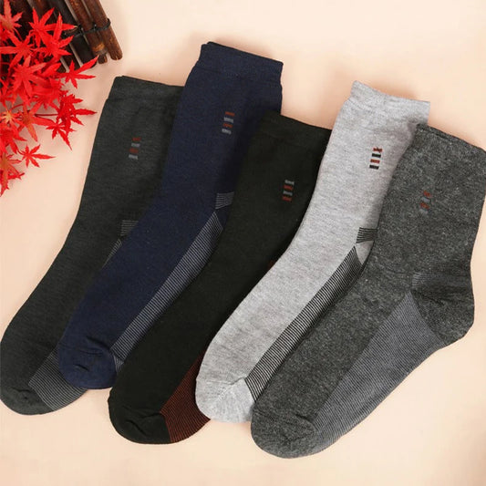 5 Pairs Men's Long Socks Soft Comfortable Wear-resistant Sturdy Casual Simple Fashion Black Large Szie Mid-calf Socks