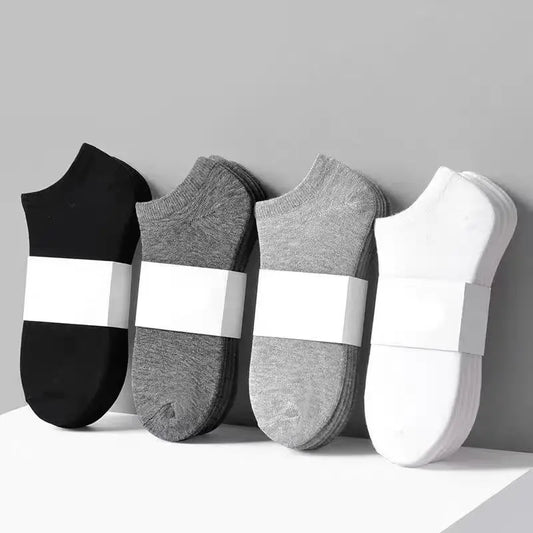 Wholesale of men's summer solid color mesh black, white and gray short socks, independently packaged gift socks