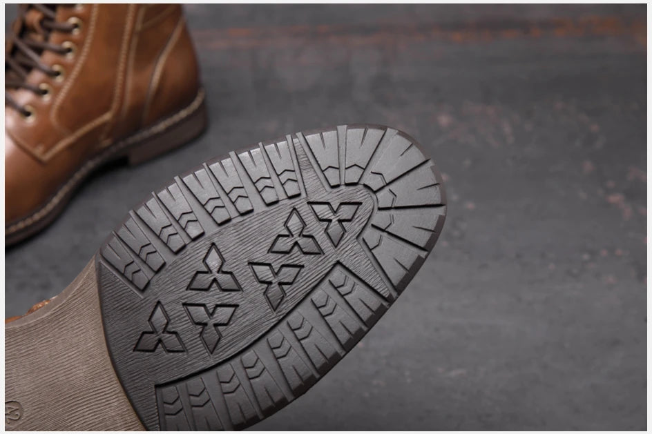 BHKH Men's Boots Winter Fashion botines Zip Lace-up Ankle Boots Vintage Business Dress Shoes Leather Casual Shoes For Men