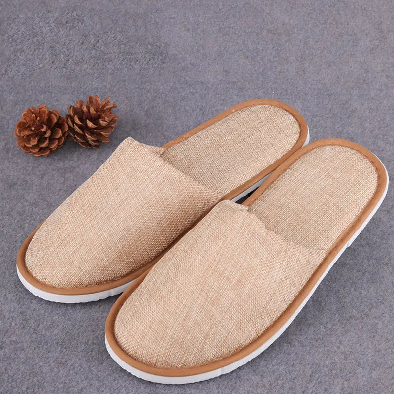 New Casual Unisex Indoor Home Slippers Cotton linen Soft Slippers Autumn Winter Flip Slops Women Men Linen Slides Slippers