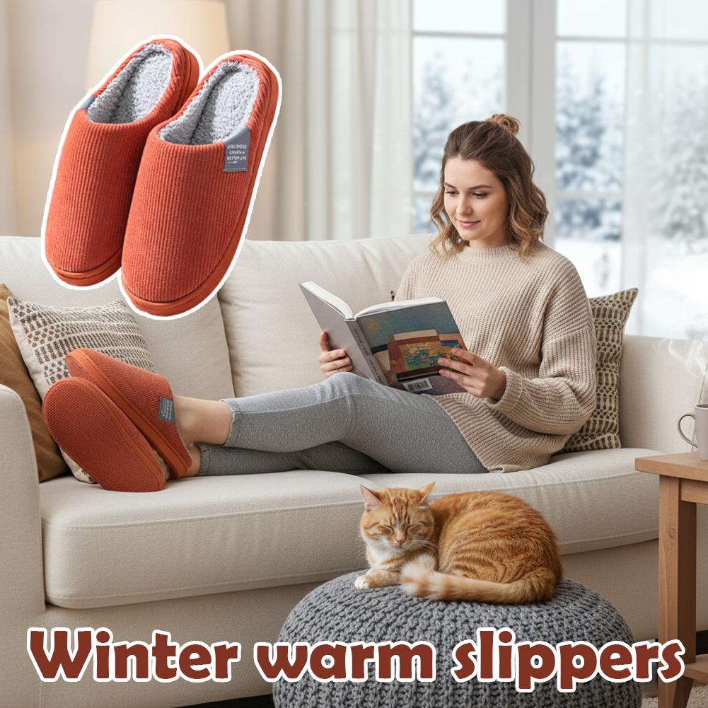 Winter Warm Fur Slippers Men Women Couples House Non Slip Soft Shoes Comfort Flat Heel Home Indoor Bedroom Plush Slippers