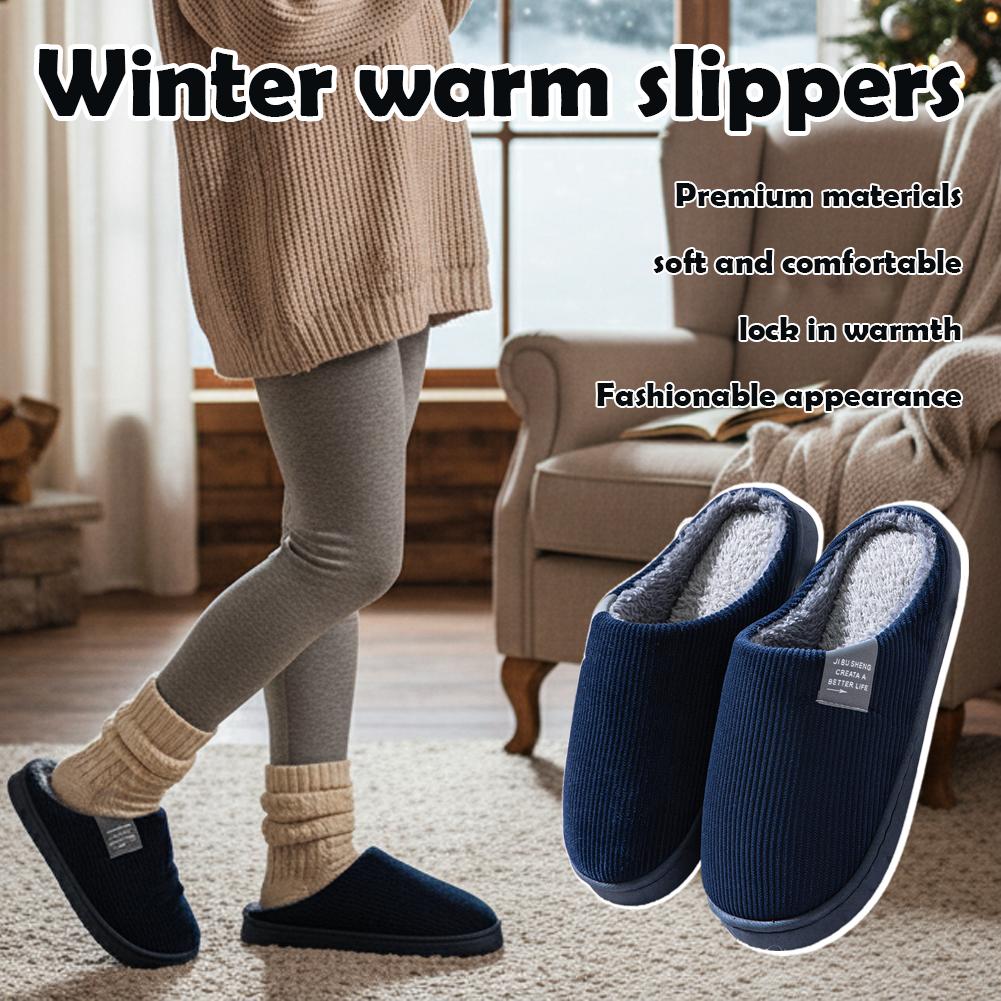 Winter Warm Fur Slippers Men Women Couples House Non Slip Soft Shoes Comfort Flat Heel Home Indoor Bedroom Plush Slippers