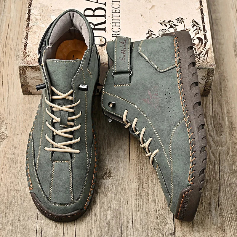 Handmade Leather Men's Boots Breathable Booties Casual Leather Shoes Man Outdoor Design Sneakers For Men Ankle Boots Boats