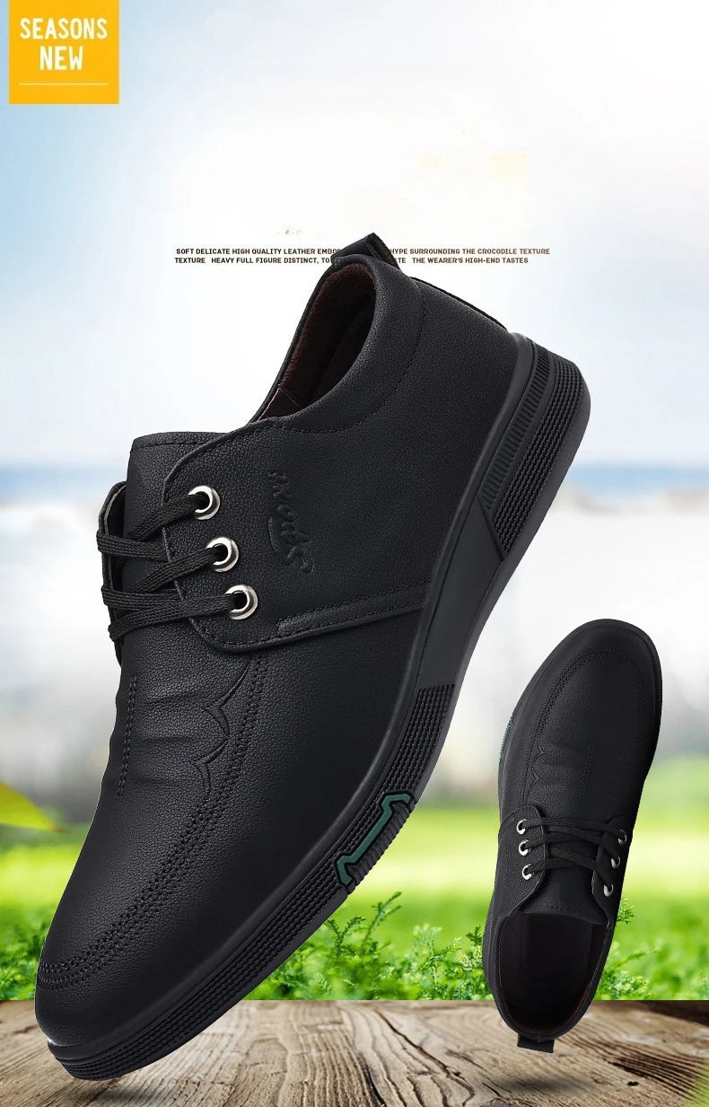 Men's Genuine Cow Leather Shoes Business Casual Shoes With Triple-Stitched Soles For Middle-Aged And Elderly Men 2025