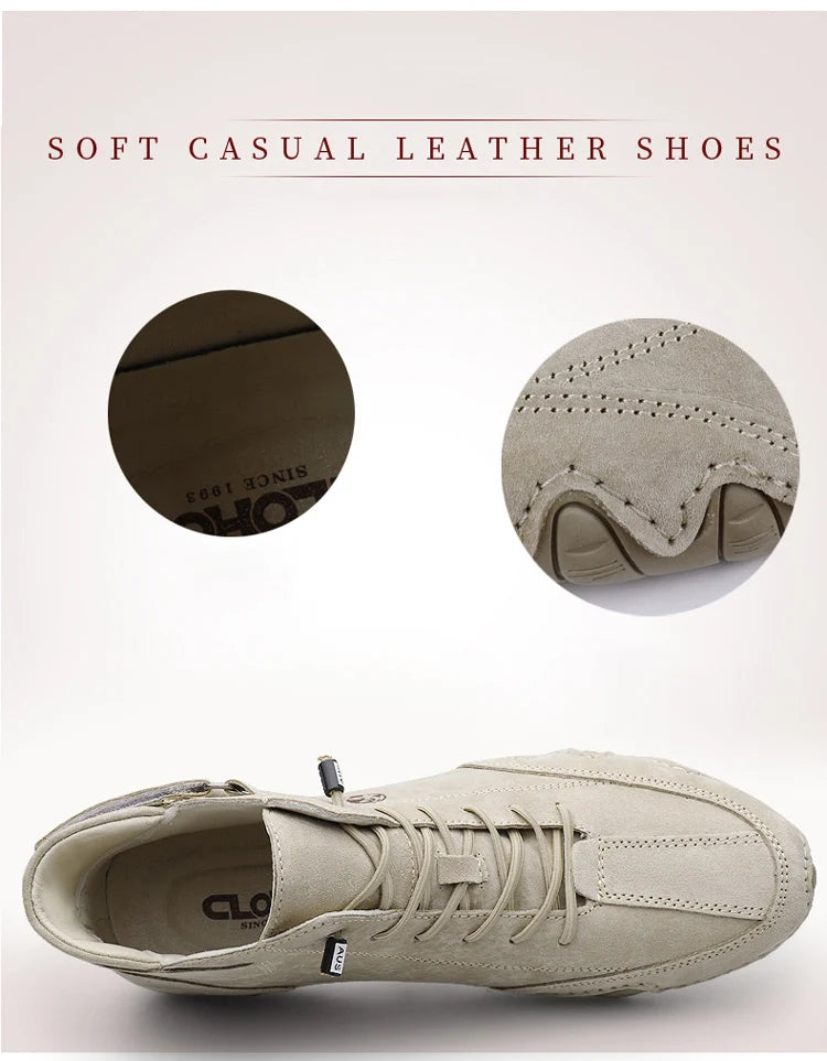 Men's Genuine Leather Shoes Ankle Boots 2023 Men Sneakers Outdoor Light Lace-Up Casual Shoes Fashion Loafers Winter Warm Boots