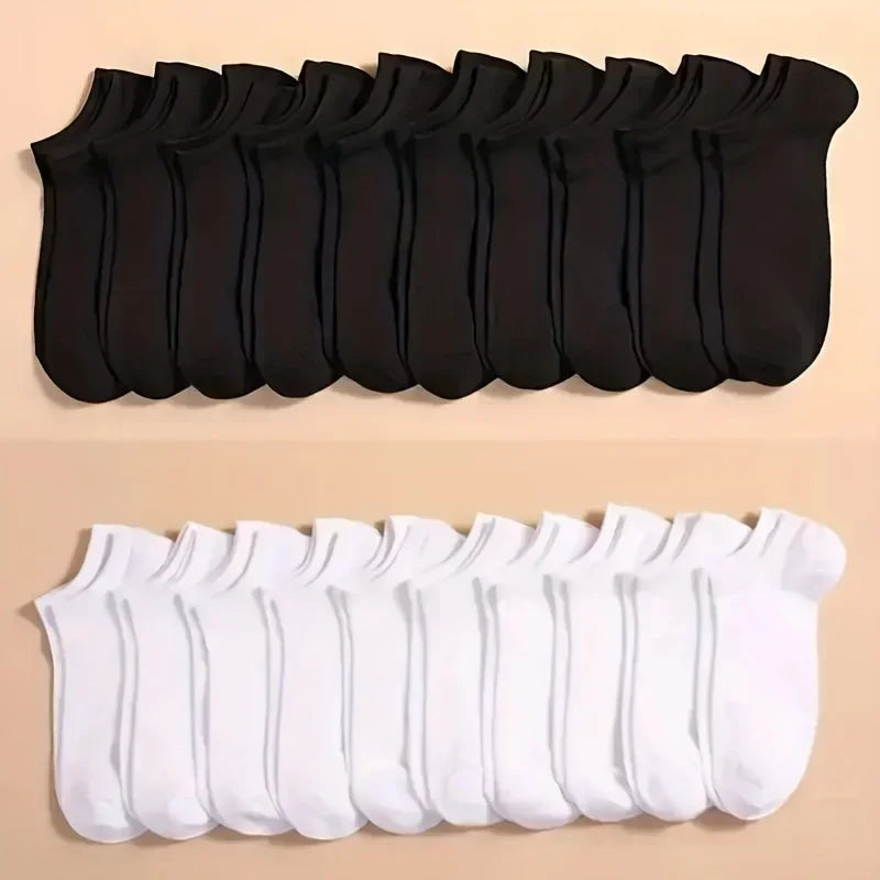 10 or 20 or 40 Pairs Unisex Solid Cotton Socks Men Women Low Cut Ankle Socks Bulk Black White Grey Socks Soft Lightweight