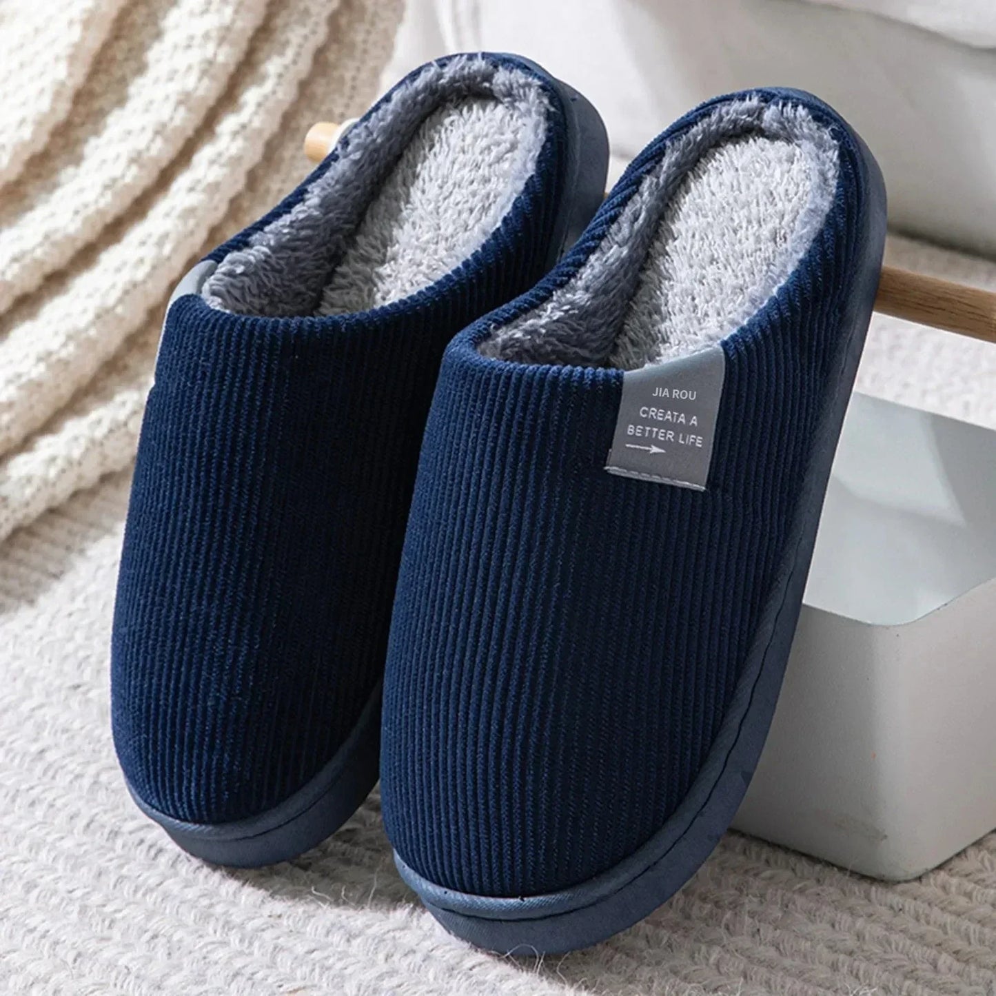 NEW Women's Men's Casual Thick Soft Bottom Home Slippers Household Plush Slippers Anti-slip Thermal Slippers Indoor Winter Flats