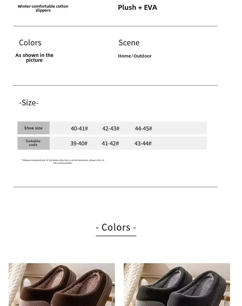 2023 New Winter Fleece-lined Cotton Slippers For Men Women Home Use Non-slip Thick Bottom Indoor Outdoor Wear Couples Warm