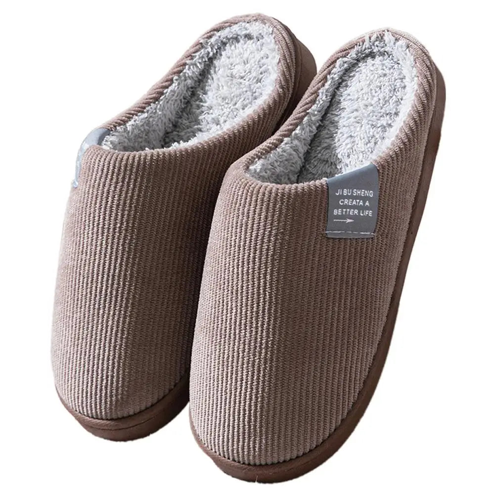 Winter Warm Fur Slippers Men Women Couples House Non Slip Soft Shoes Comfort Flat Heel Home Indoor Bedroom Plush Slippers