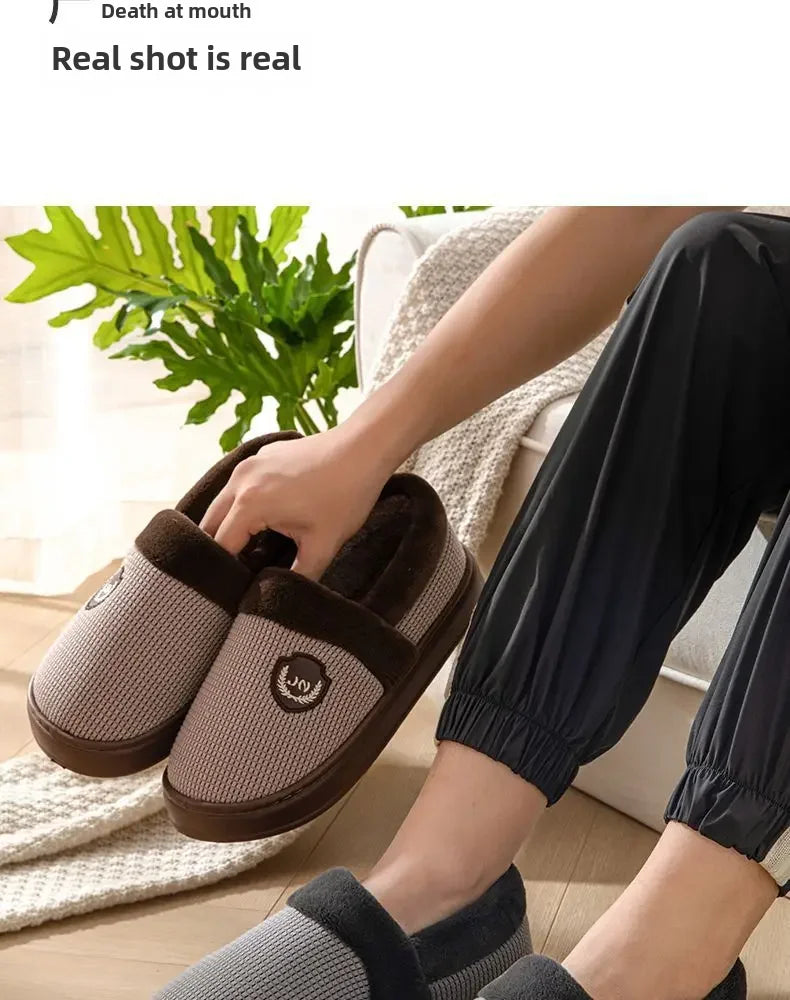 2023 New Winter Fleece-lined Cotton Slippers For Men Women Home Use Non-slip Thick Bottom Indoor Outdoor Wear Couples Warm