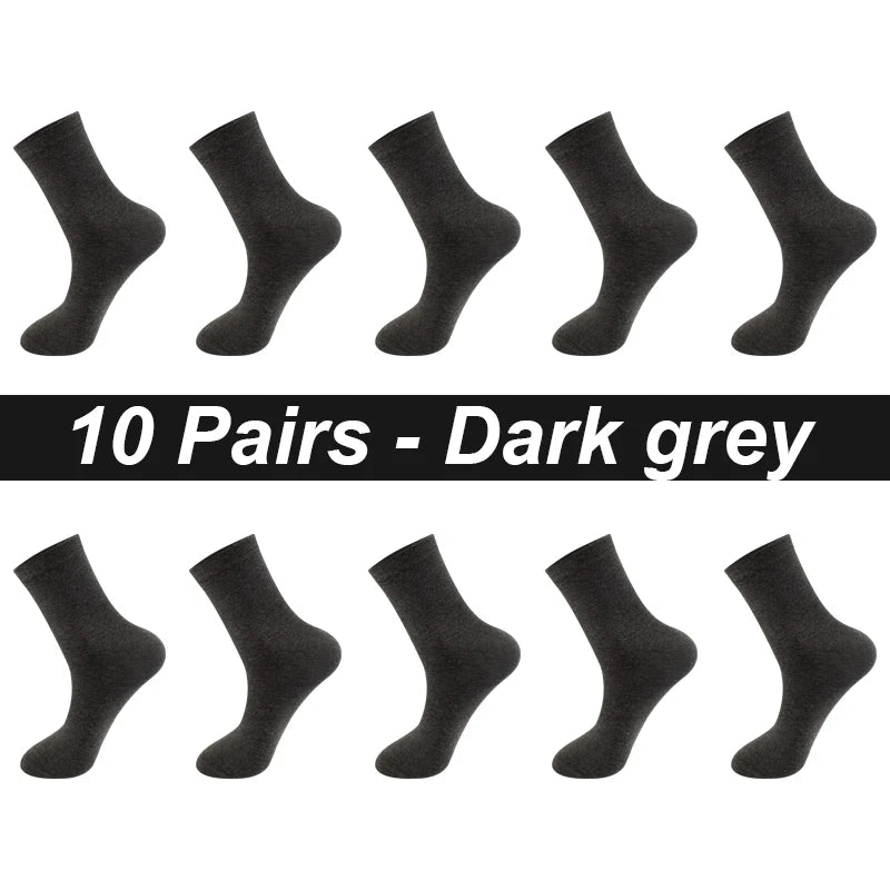 10Pairs/Lot Men Combed Cotton Socks Black Casual Business Breathable High Quality Man Sock New For Male Plus Size EU38-48