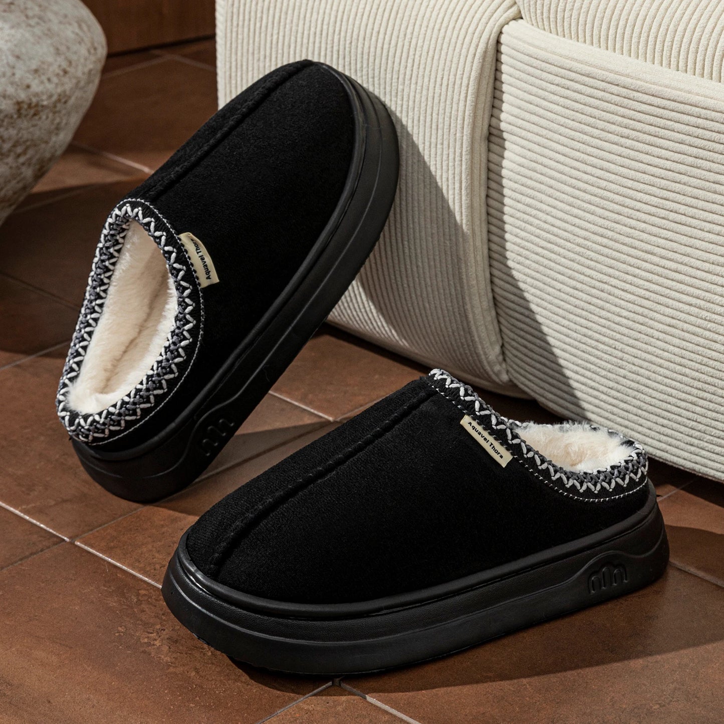 Warm Simple Casual Couples Men's Slippers Winter Boots Comfy Fashion Bedroom Soft Sole Women's Home Plush Shoes Indoor Non-slip