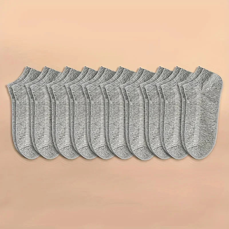 10 or 20 or 40 Pairs Unisex Solid Cotton Socks Men Women Low Cut Ankle Socks Bulk Black White Grey Socks Soft Lightweight