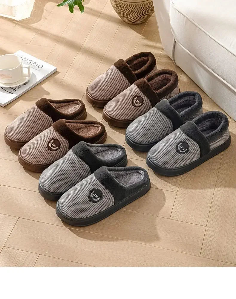 2023 New Winter Fleece-lined Cotton Slippers For Men Women Home Use Non-slip Thick Bottom Indoor Outdoor Wear Couples Warm