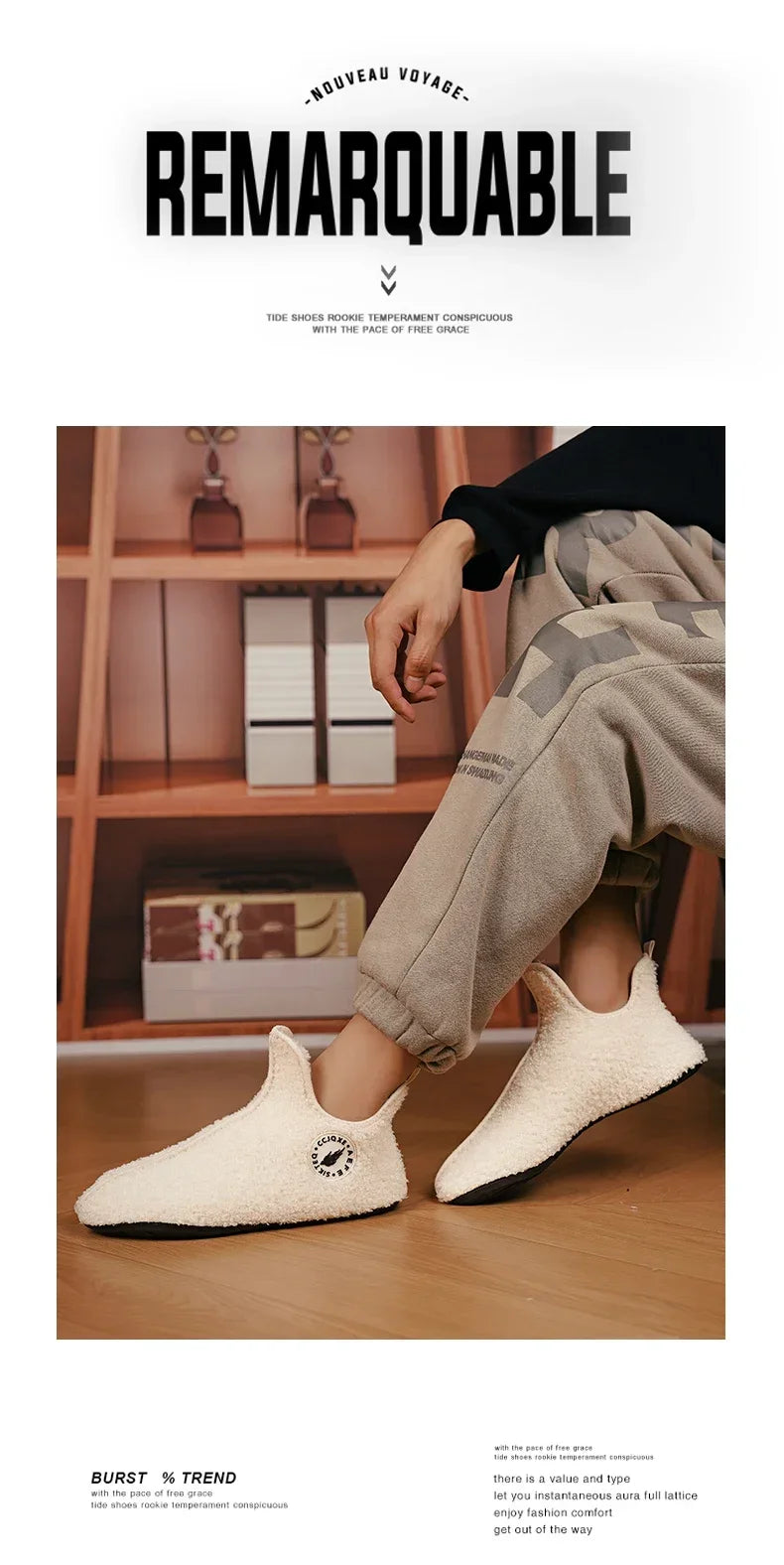 YRZL Winter Slippers Men Couple Slippers Non-slip Warm Women and Men Slipper Indoor Soft Shoes Comfortable Flat Home Cotton Shoe