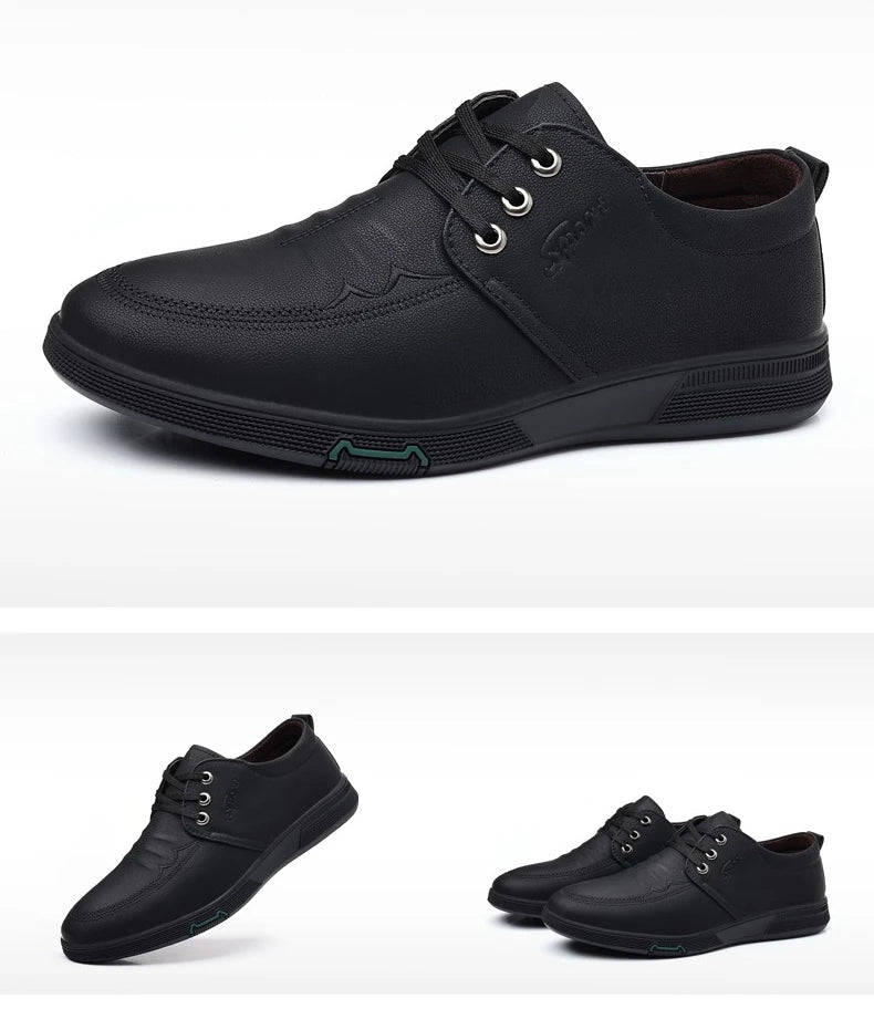 Men's Genuine Cow Leather Shoes Business Casual Shoes With Triple-Stitched Soles For Middle-Aged And Elderly Men 2025