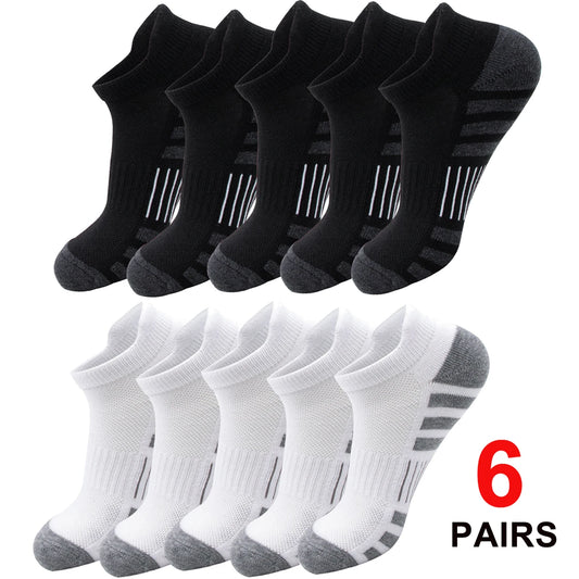 6/24Pairs Ankle Athletic Running Socks Cushioned Breathable Low Cut Sports Tab Socks For Men And Women
