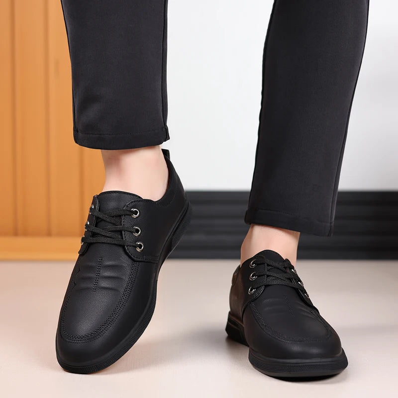 Men's Genuine Cow Leather Shoes Business Casual Shoes With Triple-Stitched Soles For Middle-Aged And Elderly Men 2025