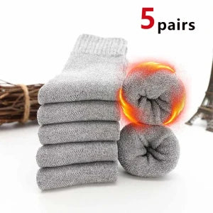 5/10 Pairs Men Retro Solid Color Casual Wool Socks Winter Warm Mid Length Sock Ultra Thick Men Antifreeze Cashmere Socks