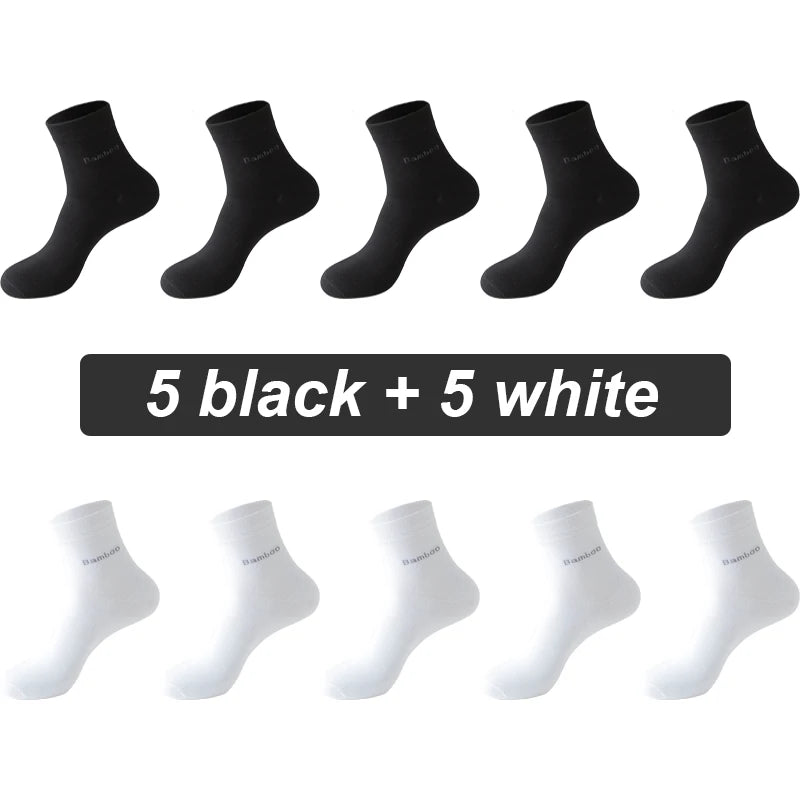 10Pairs Bamboo Fiber Socks Men Casual Business Anti-Bacterial Comfortable Breatheable High Quality Sock Male Plus Size EU38-46