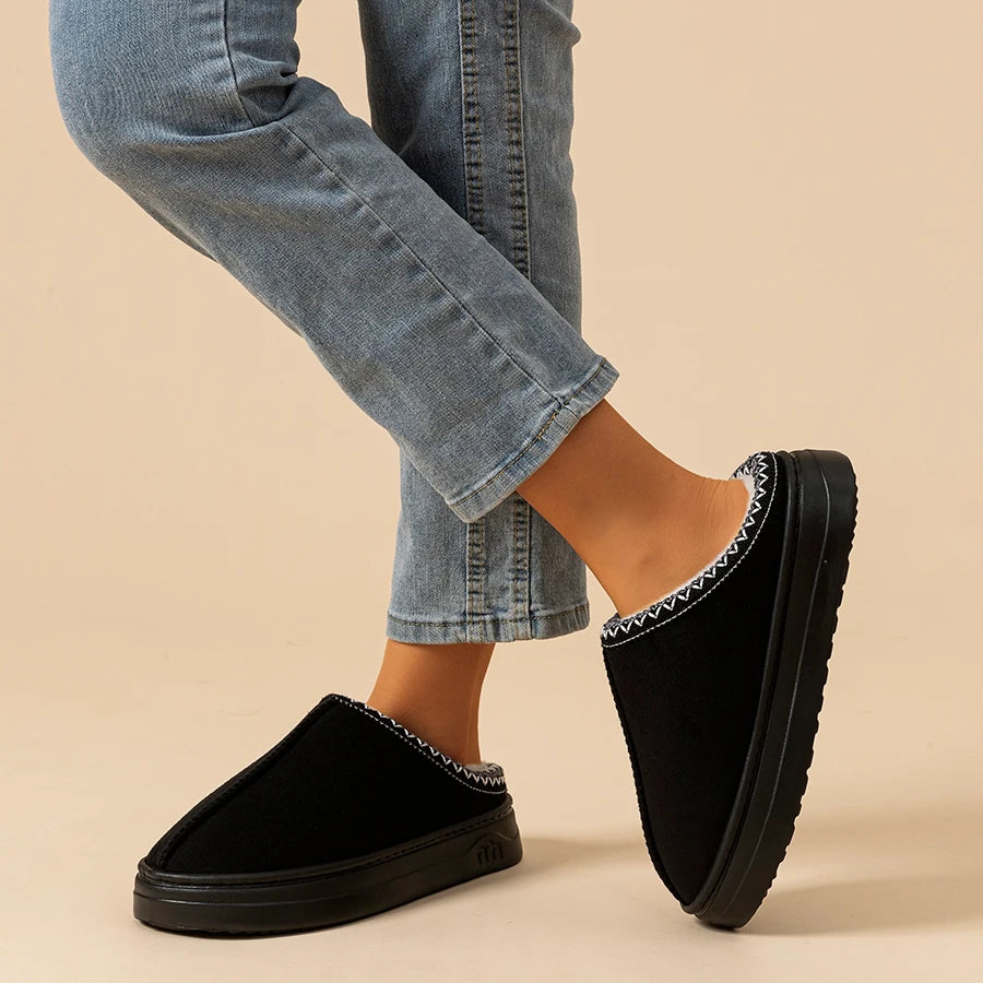 Warm Simple Casual Couples Men's Slippers Winter Boots Comfy Fashion Bedroom Soft Sole Women's Home Plush Shoes Indoor Non-slip