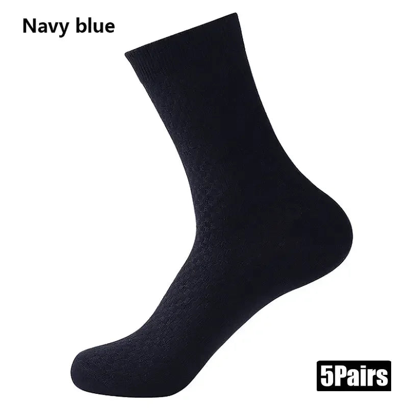 5 Pairs Men Bamboo Fiber Crew Socks Man High Quality Spring Autum Winter Business Breathable Male Dress Ankle Socks