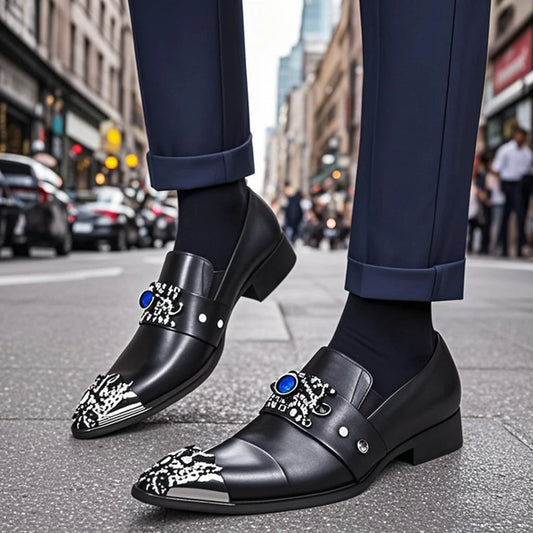 Summer New breathable business banquet men's shoes leather men's party casual shoes model personalized show wedding shoes