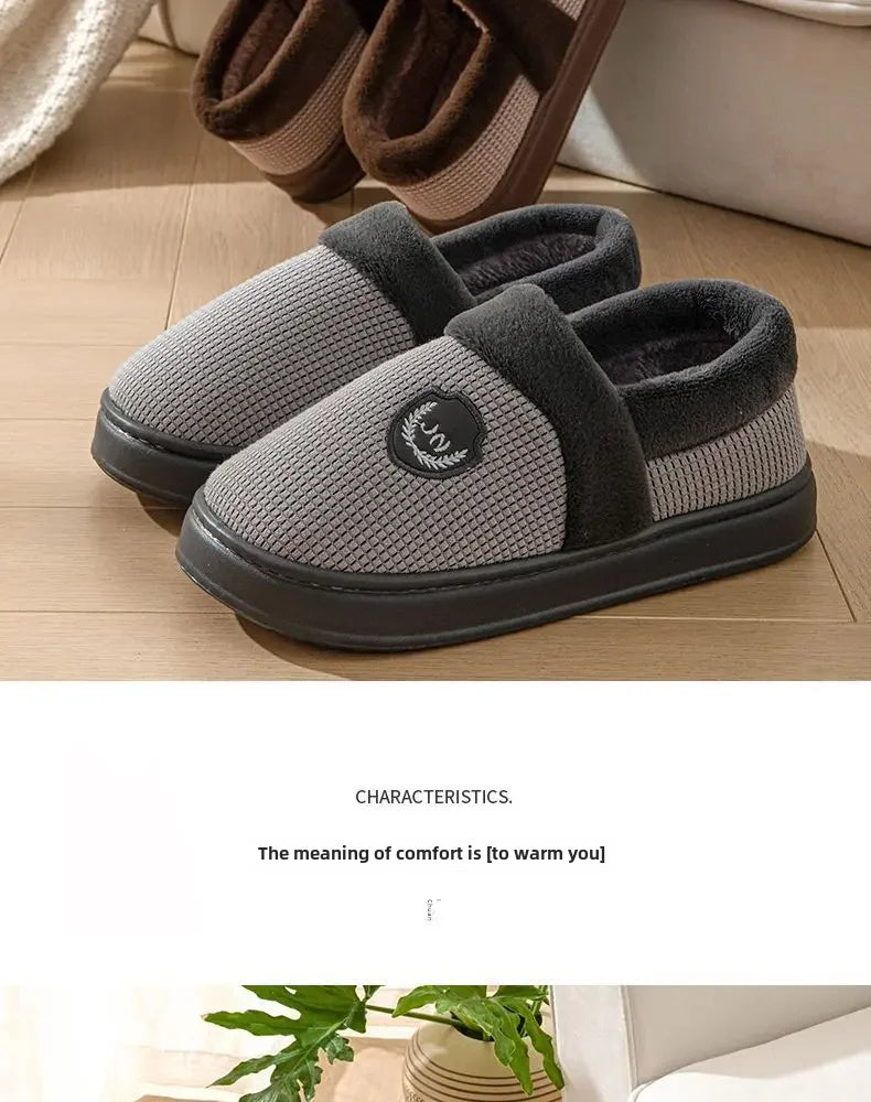 2023 New Winter Fleece-lined Cotton Slippers For Men Women Home Use Non-slip Thick Bottom Indoor Outdoor Wear Couples Warm