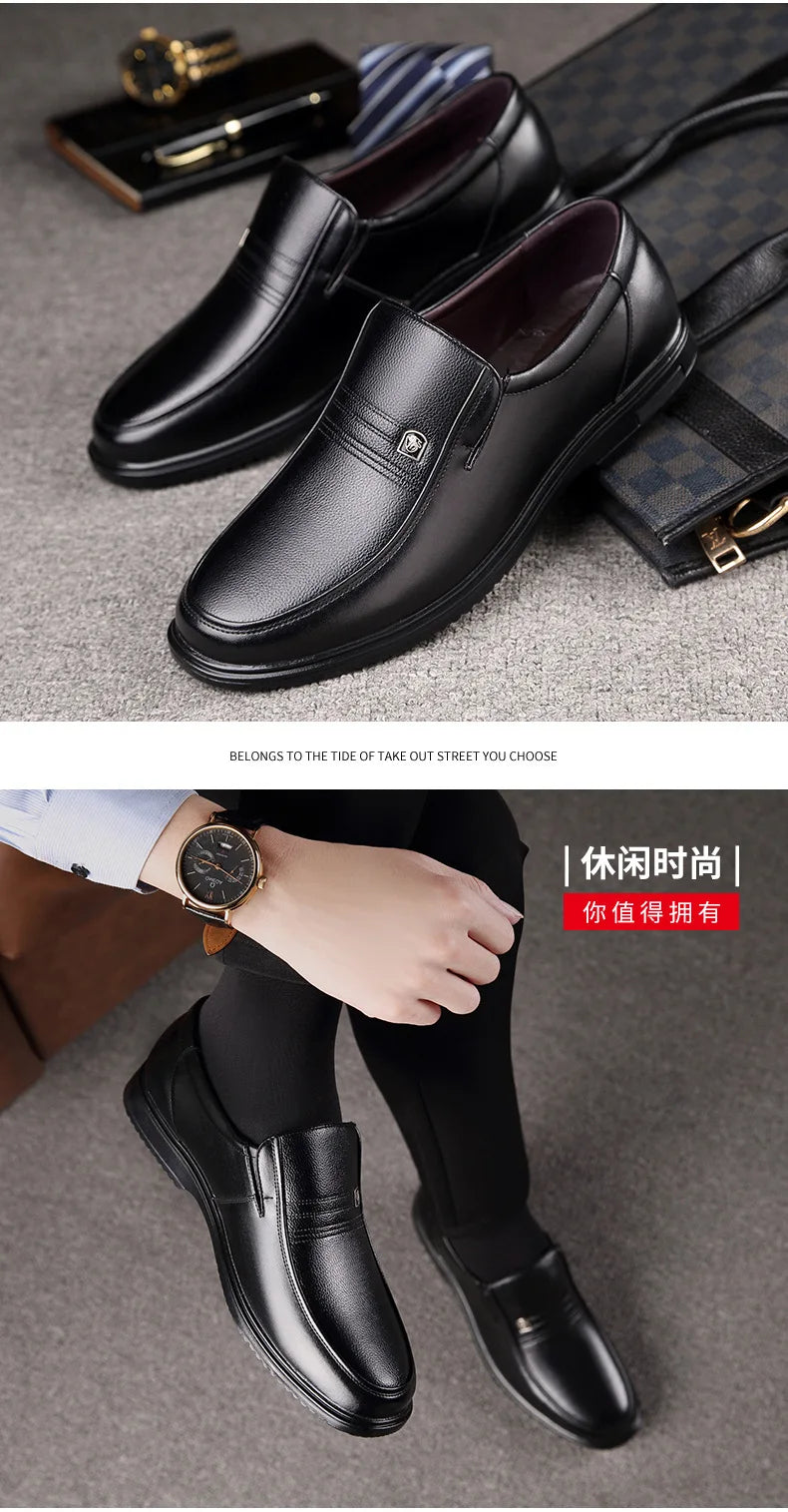 Genuine Leather Handmade Shoes Men Loafers Slip On Business Casual Shoes Classic Soft Leather Hombre Breathable Men Shoes Flat