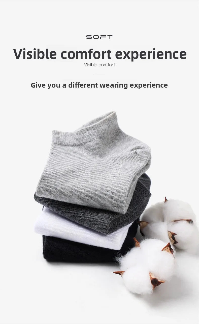 Brand 100% Cotton Men Socks Summer Thin Breathable Socks High Quality No Show Boat Socks Black Short For Students Size 39-44