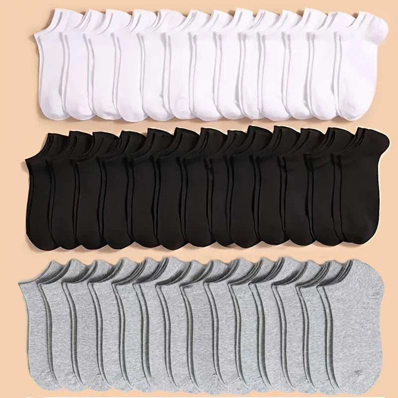 10/20/30/40/60 Pairs Of Unisex Solid Color Socks Comfy Breathable Soft Sweat Absorbent Socks For Daily And Outdoor Wearing