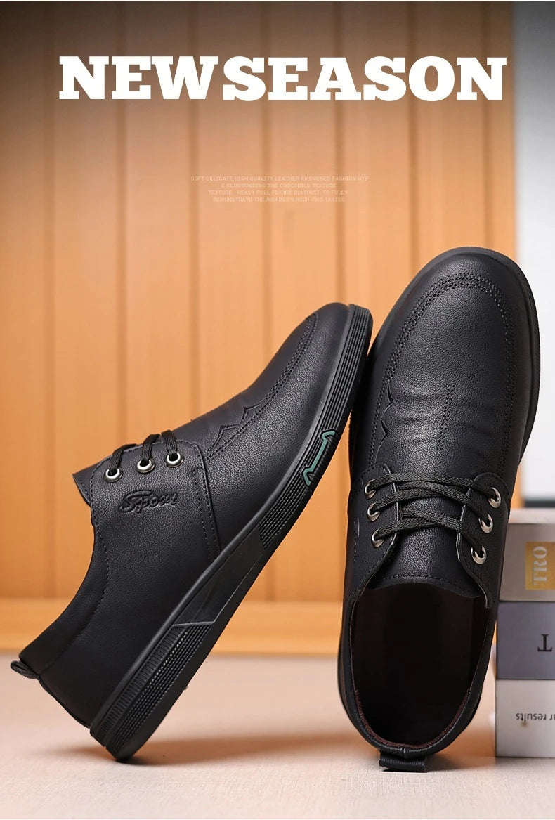 Men's Genuine Cow Leather Shoes Business Casual Shoes With Triple-Stitched Soles For Middle-Aged And Elderly Men 2025