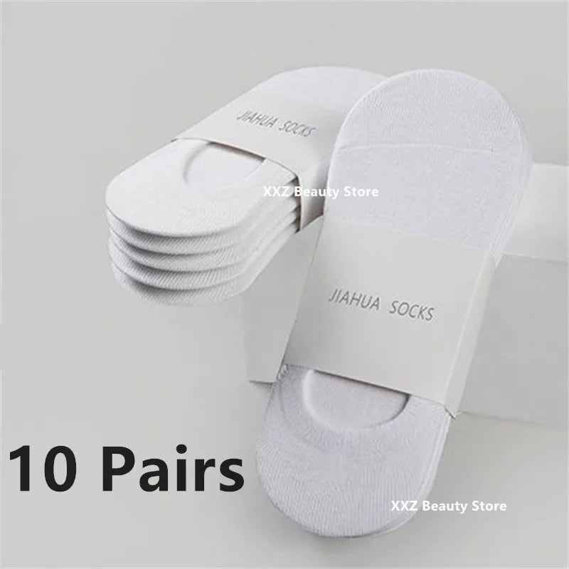 1/5/10/20 Pairs Summer Autumn Boat Socks For Men Women Non-slip Silicone Invisible Cotton Socks Male Ankle Sock Slippers