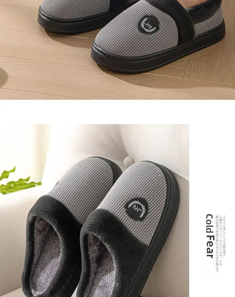 2023 New Winter Fleece-lined Cotton Slippers For Men Women Home Use Non-slip Thick Bottom Indoor Outdoor Wear Couples Warm