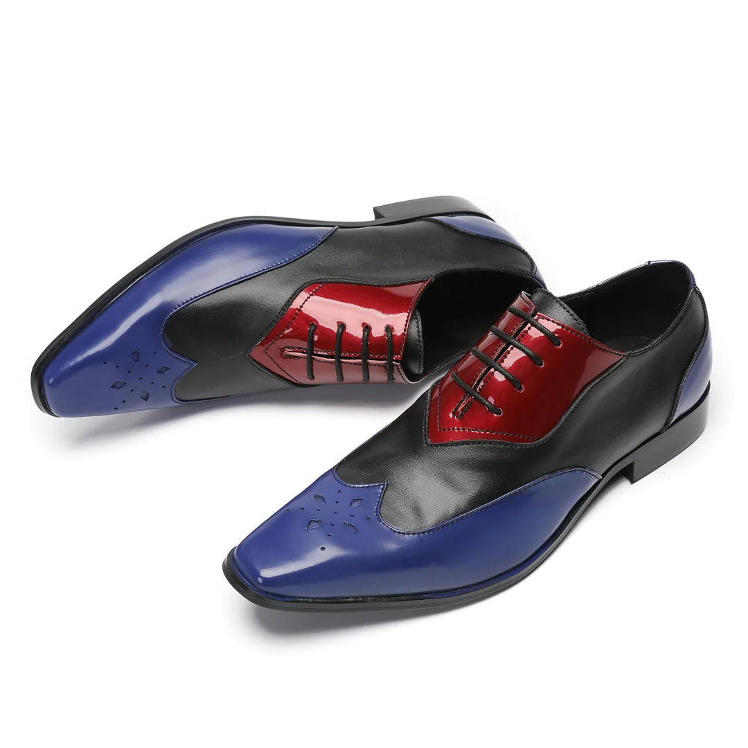 Men's Genuine Leather Fashion Graffiti Designer Flats Metal Pointed Toe Party Dressing Shoes plus Size