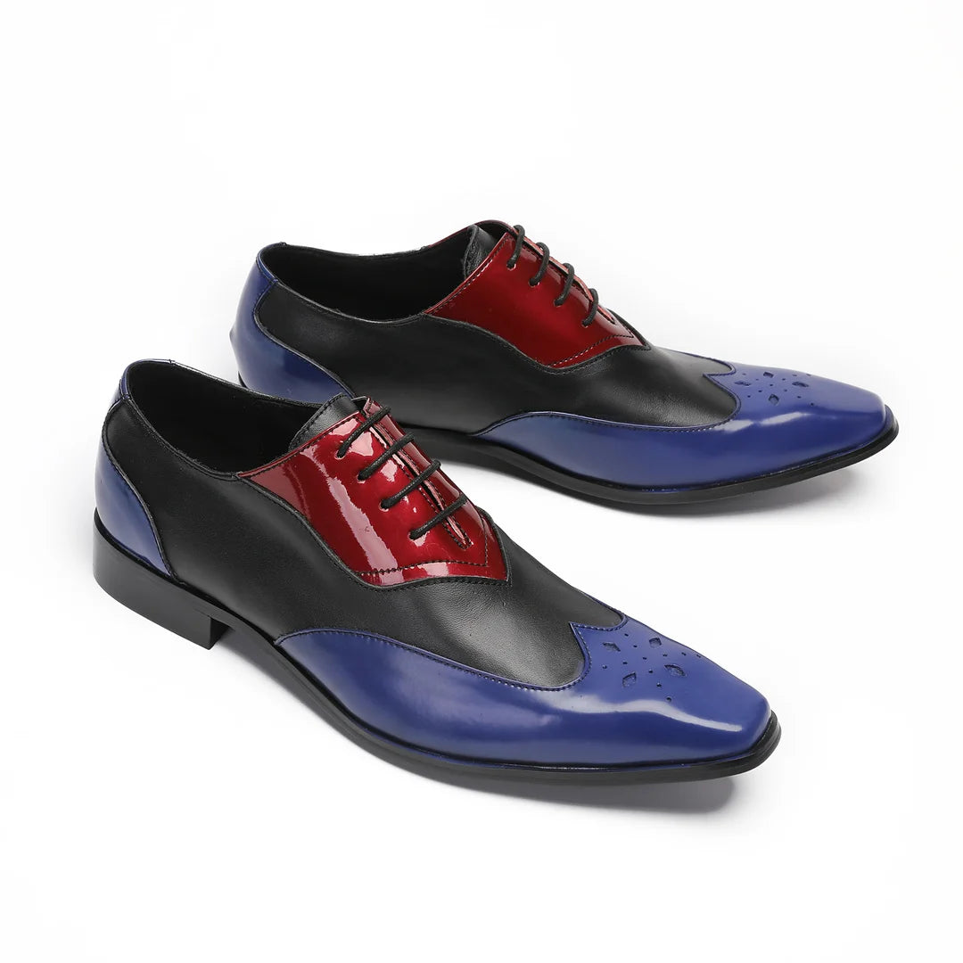 Men's Genuine Leather Fashion Graffiti Designer Flats Metal Pointed Toe Party Dressing Shoes plus Size