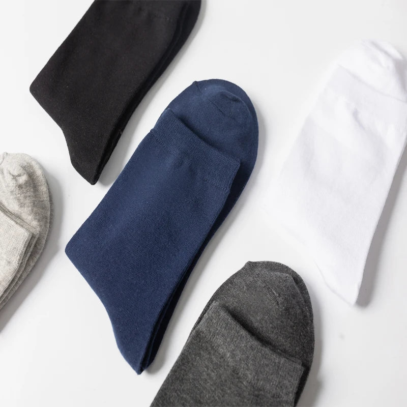 10Pairs/Lot Men Combed Cotton Socks Black Casual Business Breathable High Quality Man Sock New For Male Plus Size EU38-48