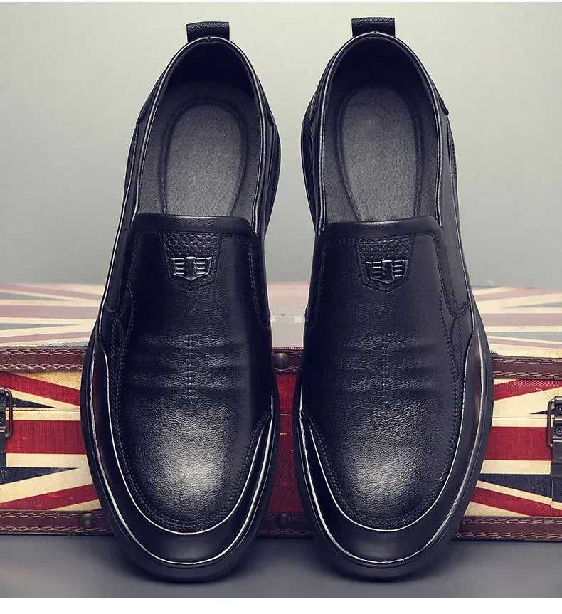 Casual Men's Leather Shoes Anti-slip Wear-resistant Business Style Spring New Arrival Comfortable Polyurethane Upper PVC Outsole