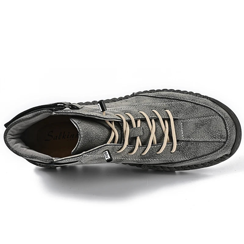 Handmade Leather Men's Boots Breathable Booties Casual Leather Shoes Man Outdoor Design Sneakers For Men Ankle Boots Boats