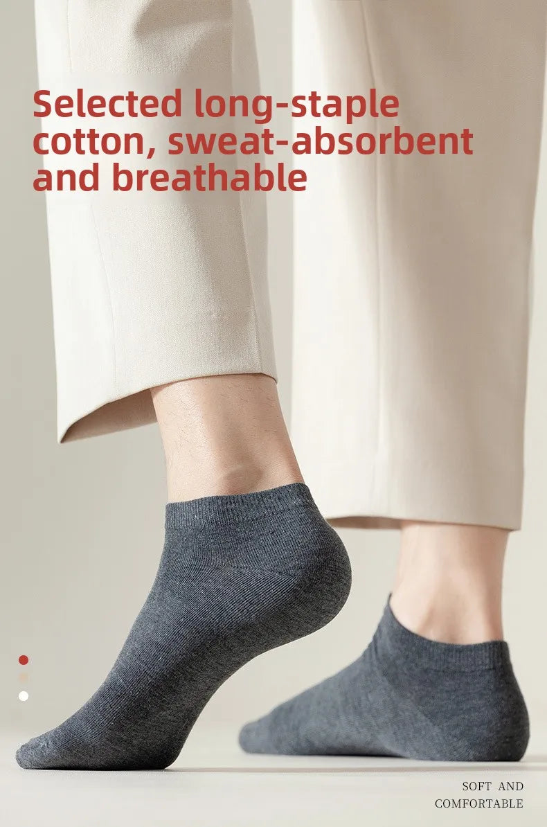 Brand 100% Cotton Men Socks Summer Thin Breathable Socks High Quality No Show Boat Socks Black Short For Students Size 39-44