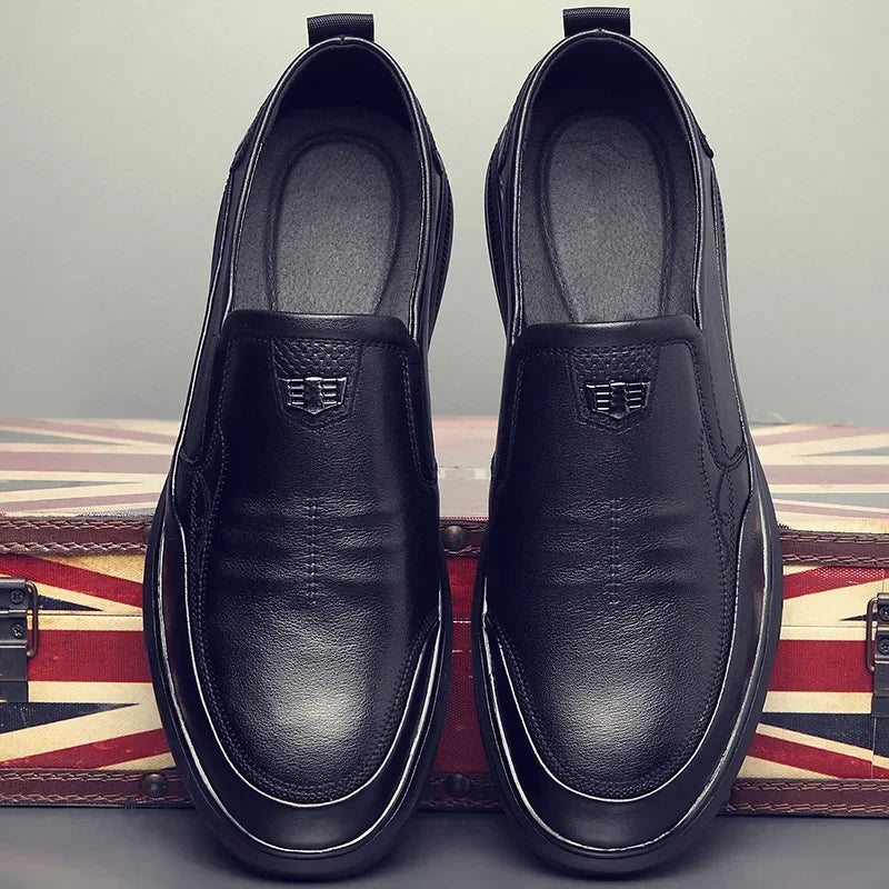 Casual Men's Leather Shoes Anti-slip Wear-resistant Business Style Spring New Arrival Comfortable Polyurethane Upper PVC Outsole