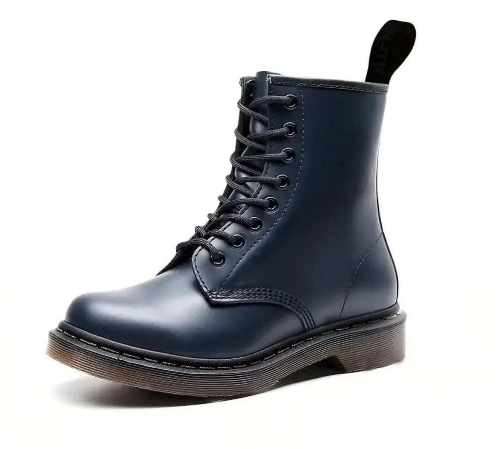 Fashion British Casual Leather Boots Men's High Top Boots Four Season Outdoor Work Shoes Anti Slip And Comfortable Black Boots ﻿