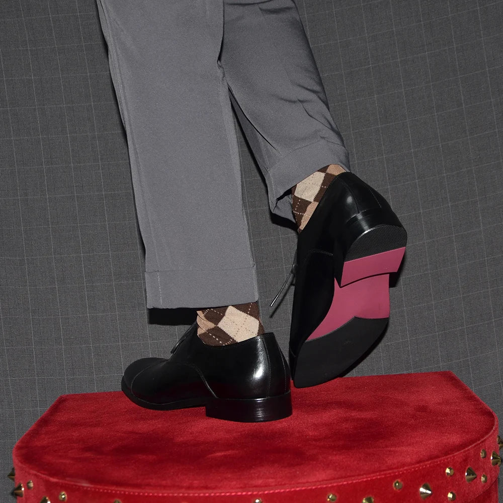 Luxury Genuine Leather Mens Business Dress Shoes Black Cap Toe Lace-Up Oxfords Company Office Wedding Party Formal Shoes for Men