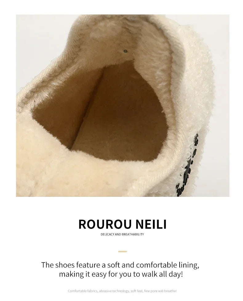 YRZL Winter Slippers Men Couple Slippers Non-slip Warm Women and Men Slipper Indoor Soft Shoes Comfortable Flat Home Cotton Shoe