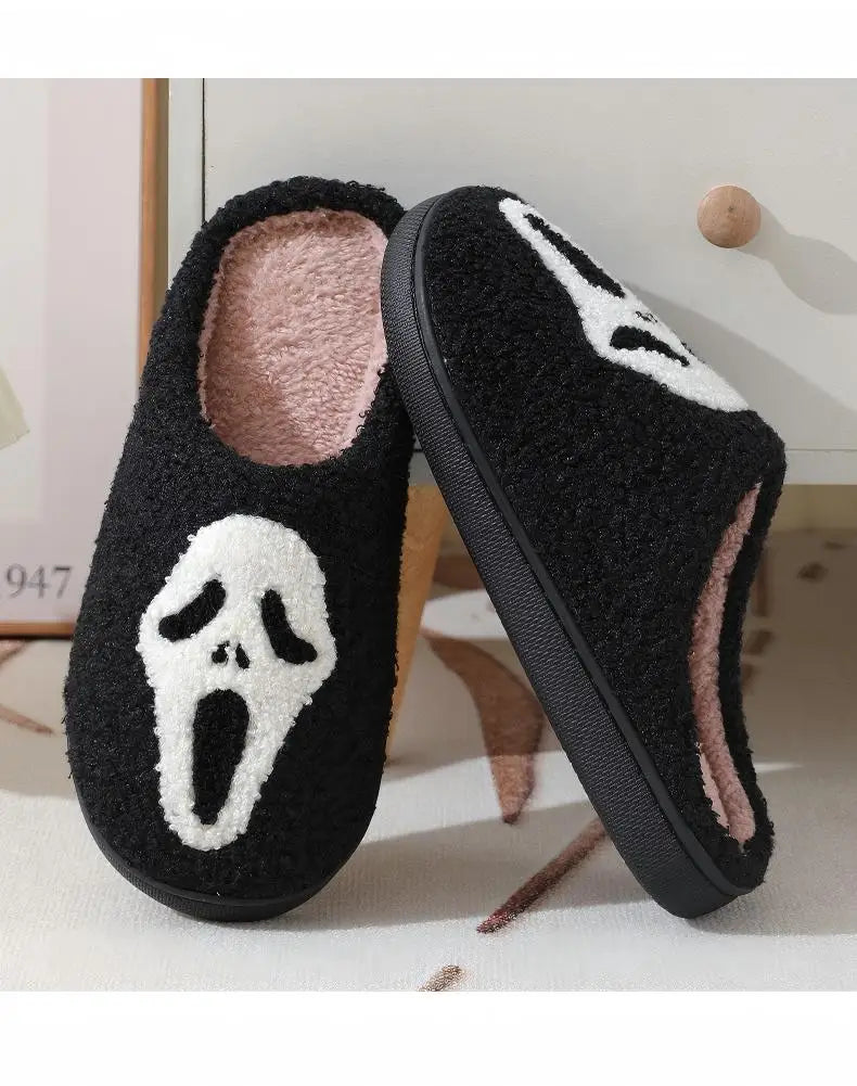 Men's Classy New Halloween Skull Cartoon Warm Winter Cotton Slippers for Men and Women Couples Home Indoor Cotton Slippers for Men