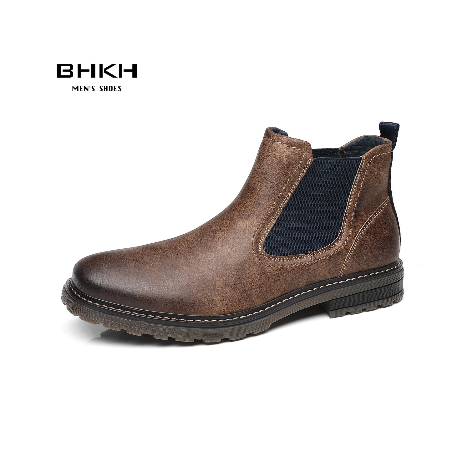 BHKH 2025 Men Chelsea Boots New Winter Men Boots  Soft Leather Elastic Strap Ankle Boots Smart Formal Business Casual Man Shoes