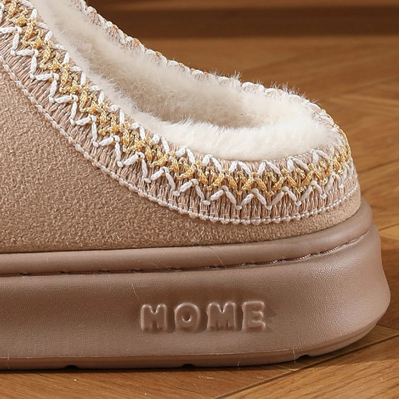 2026 New Fashion Fluffy Platform Slippers for men Winter Plush Warm Cotton Non Slip Home Slippers Unisex Comfort