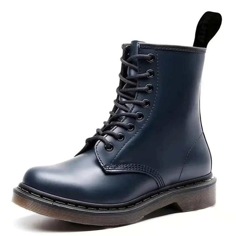 Fashion British Casual Leather Boots Men's High Top Boots Four Season Outdoor Work Shoes Anti Slip And Comfortable Black Boots ﻿